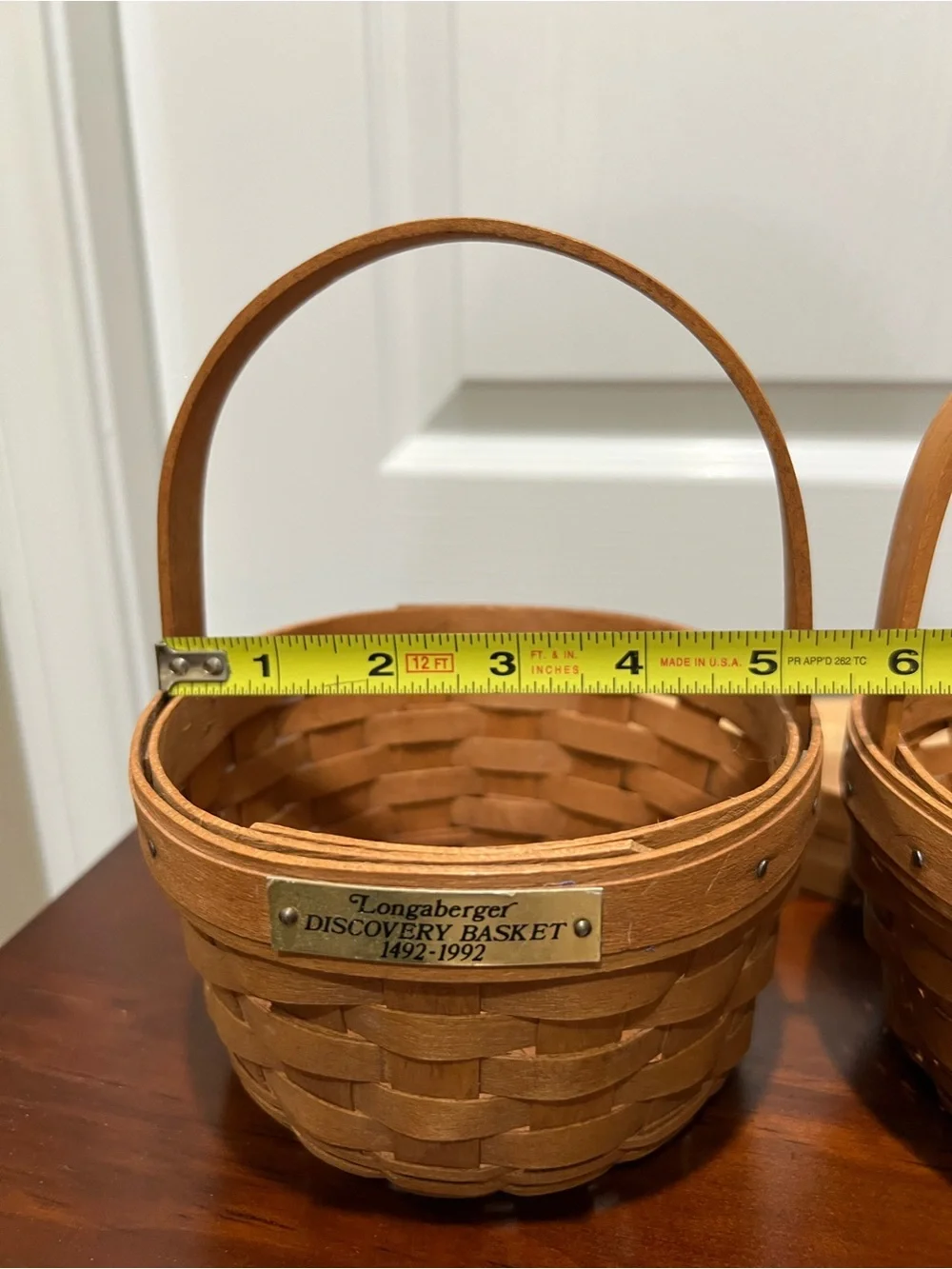 Vtg Longaberger Pair (2) Handwoven Basket with Brass Nameplates 1992